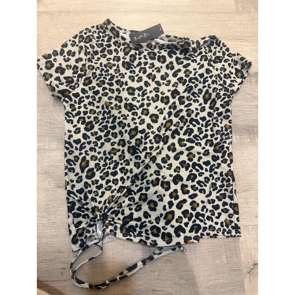 NWT Brit & Bri Leopard Print Side-Tie Knit Top - Size Medium